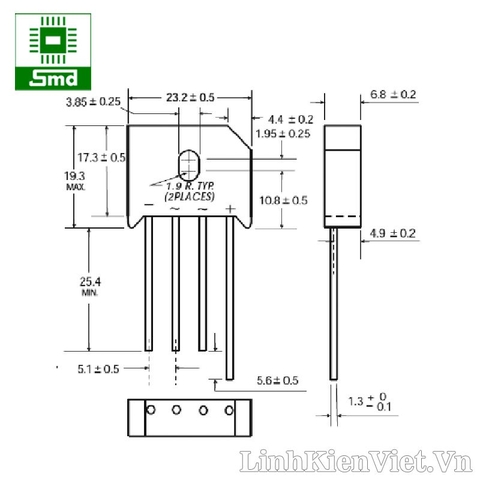 KBU2510 25A 1000V Diode cầu 25A