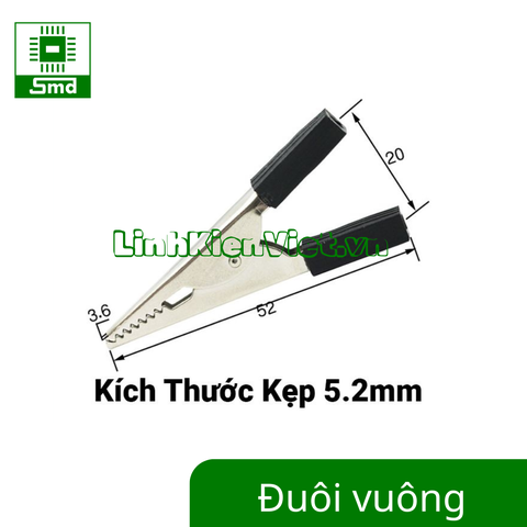 Kẹp cá sấu điện đuôi vuông đầu kẹp răng cưa