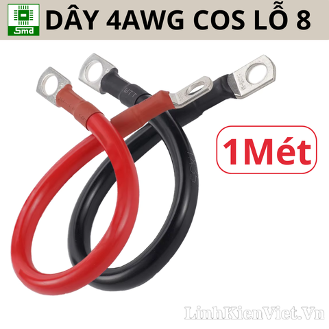 (Dài 1m) 4AWG Dây Silicon đen/đỏ bấm cos JG25-8 2 đầu dài 1m