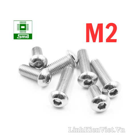 Bulông - Vít ốc inox 304 lục giác đầu dù ( đầu tròn) M2