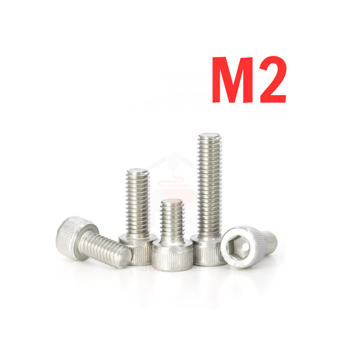 Bulông - Vít ốc inox 304 lục giác Đầu trụ (có khấc) M2