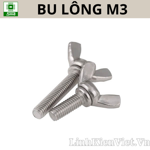 Bu Lông M3 Tai Hồng Tán chuồn INOX 304