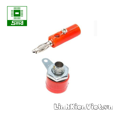 (Cặp Đực + Cái Đỏ ) Cọc cắm jack bắp chuối 4mm banana (Mẫu 1)