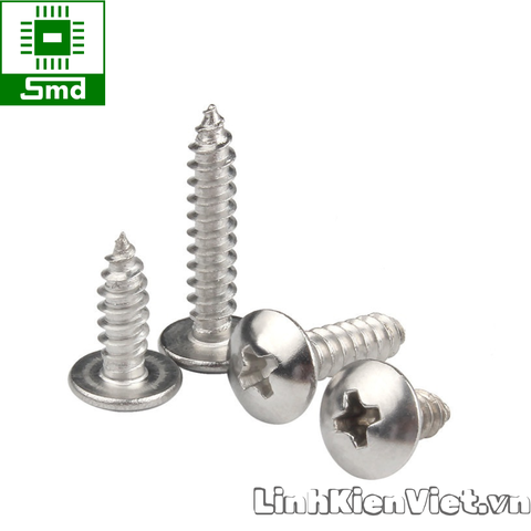 set 10c - Đinh vít Pake đầu dù Mũ to 4 cạnh (mũi nhọn) inox 304