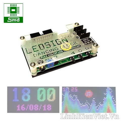 Mạch Đồng Hồ LED matrix Nháy Theo Nhạc Đa Sắc P5 hoặc 4 tấm P10