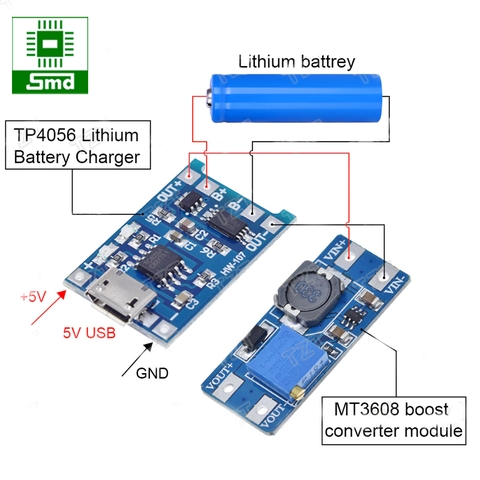 Module sạc và bảo vệ pin Lithium TP4056 chân micro