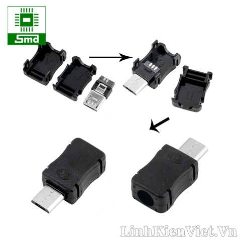 Chân Micro USB đực (Có vỏ nhựa)