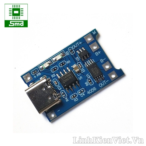 Module sạc và bảo vệ pin Lithium TP4056 1A (Type-C)