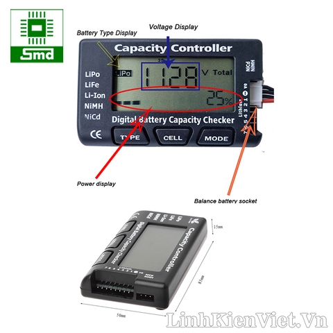 Đồng hồ đo dung lượng pin Lipo Cellmeter