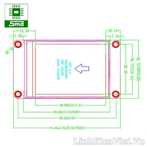 Màn hình LCD Nextion 2.4 UART HMI cảm ứng điện trở