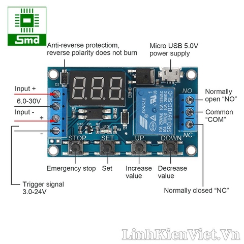Module timer 1 relay có hiển thị, module định thời
