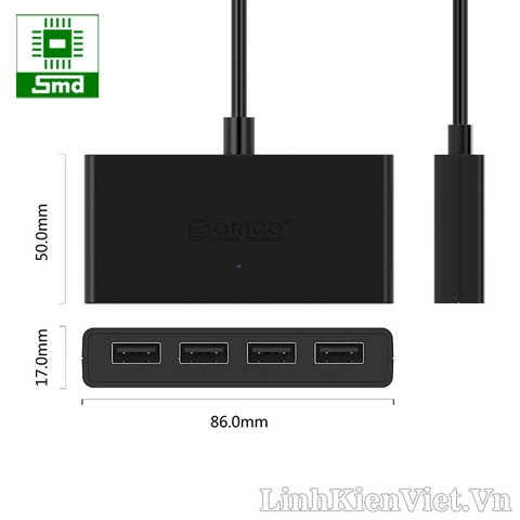 Bộ chia USB HUB 4 cổng USB2.0 dài 1m