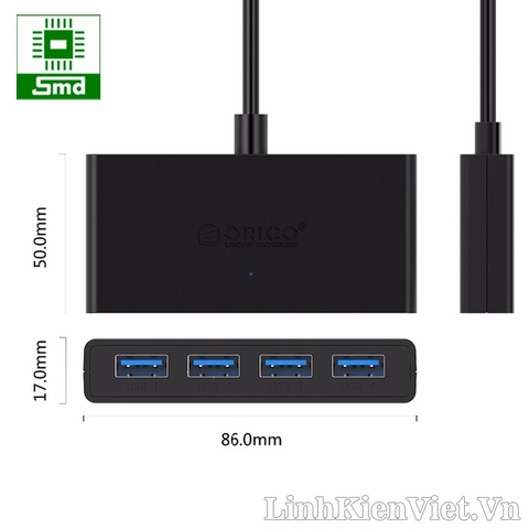 Bộ chia USB HUB 4 cổng USB3.0 dài 30cm (màu đen)