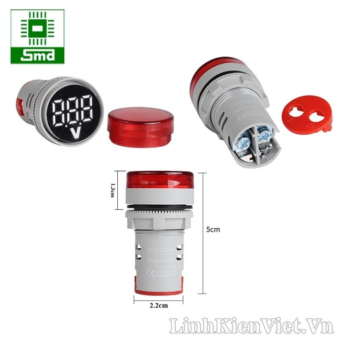 Đèn báo nguồn hiển thị điện áp AC 80-500V OX-AD16 22mm (màu đỏ)