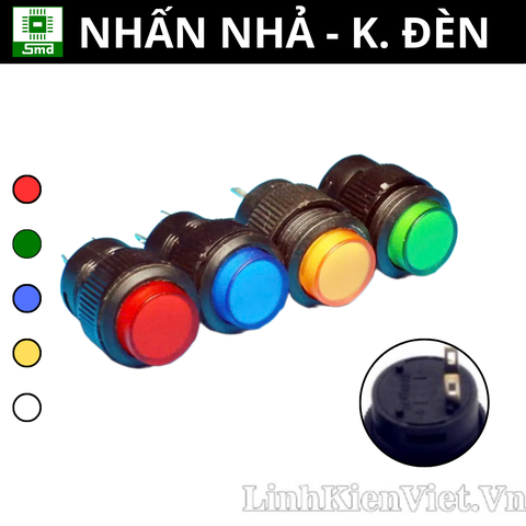 Nút nhấn nhả 2 chân Không Đèn R16 - 503 các màu Đỏ Xanh Vàng Trắng