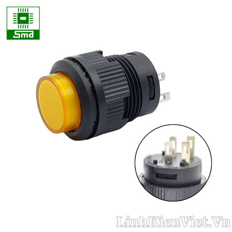 Nút nhấn nhả 4 chân có Đèn R16 - 503 các màu Đỏ Xanh Vàng Trắng