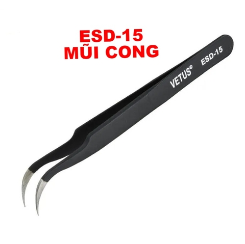 Nhíp gắp linh kiện ESD ( Màu đen) - ESD -15 Cong