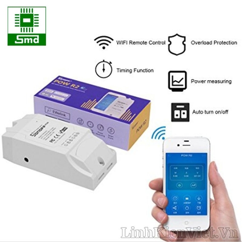 Công tắc thông minh SONOFF POW R2 điều khiển từ xa qua Wifi 3G 4G