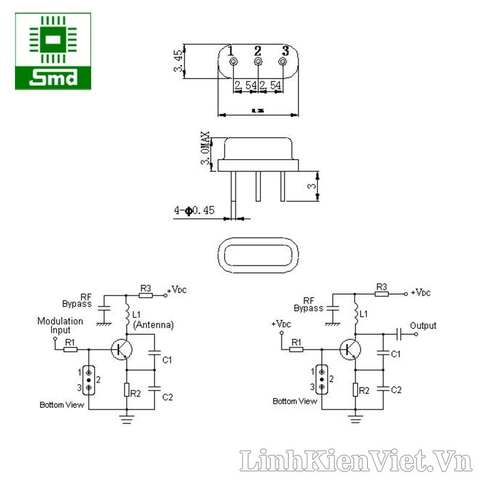 Thạch anh RF315 D11 3 chân 315Mhz crystall