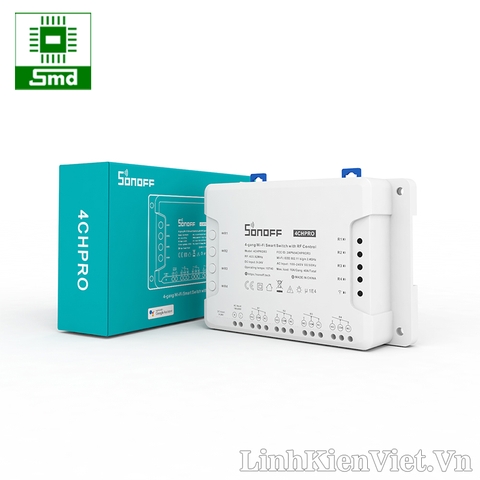 Công tắc thông minh SONOFF 4CH PRO R3 điều khiển từ xa qua WiFi và RF 4 kênh