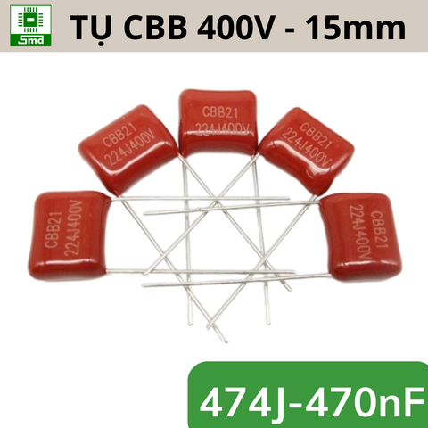 Tụ Đỏ CBB 400V (Tụ polyester ) - 474J (470nF 15mm)