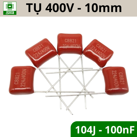 Tụ Đỏ CBB 400V (Tụ polyester ) - 104J (100nF 10mm)