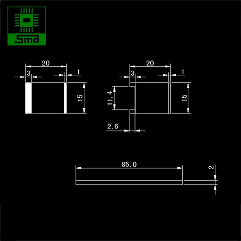 Tấm dẫn cảm ứng 20x15x2mm