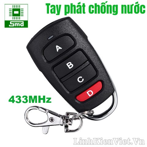 Tay phát học lệnh RF433 4 nút chống nước (KT117S)