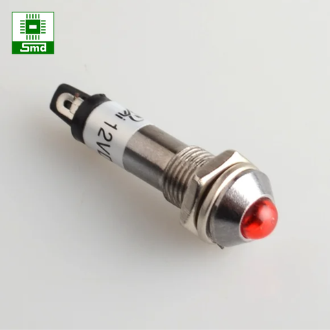 (Đầu Lồi 8mm) Led báo nguồn ADP8-1 8mm 9-24VDC lỗ ren 8mm đầu lồi
