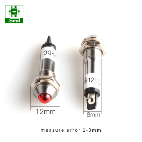 (Đầu Lồi 8mm) Led báo nguồn ADP8-1 8mm 9-24VDC lỗ ren 8mm đầu lồi
