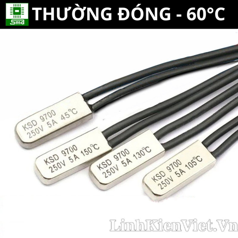 (Thường đóng - 60°C) Cầu chì nhiệt KSD9700 250V/5A