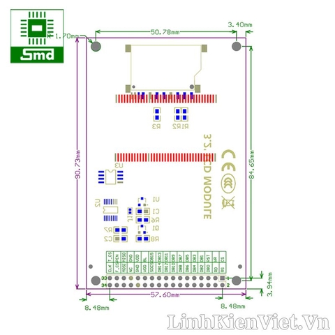 Màn hình TFT 3.2 240x320 (Cảm ứng)