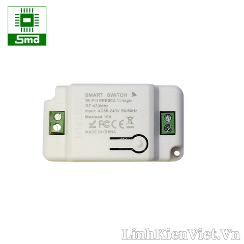 Công Tắc Wifi Tuya 1 kênh 10A 220V (tích hợp RF 433)