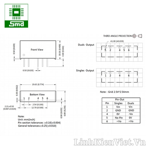 Module nguồn cách ly B0505LS-1W DC-DC (5V-5V)