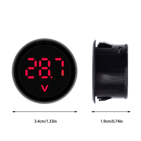 Vôn kế TRÒN hiển thị số 4V-100V (2 dây) các màu Xanh Dương/Đỏ/Xanh Lá