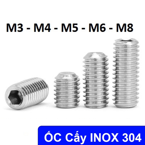 Gói 10c - Vít cấy / trí lục giác M3, M4, M5,M6, M8 INOX các loại