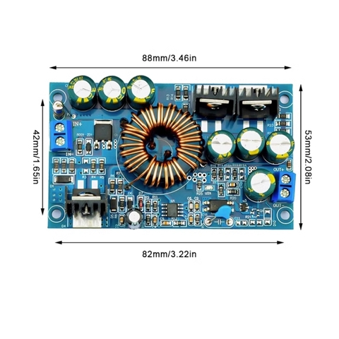 Module nguồn chuyển đổi điện áp 12-90VDC sang 12V/24VDC 4A có công suất cao, bảo vệ quá áp, quá dòng và ngắn mạch.