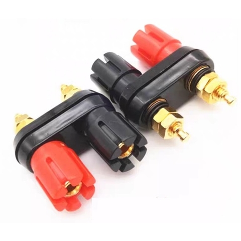 Cọc loa đôi đỏ + đen loại tốt CHÂN BẮP CHUỐI 4MM ĐỎ ĐEN