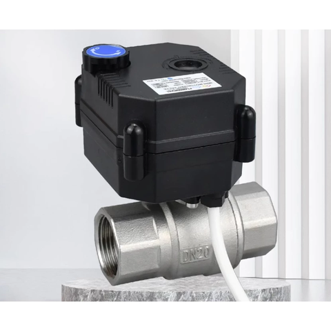 Van bi điện tự động thường đóng 220v 24v 12v ren 21 27 34 - Van khoá nước tự động bằng motor, có điện van mở