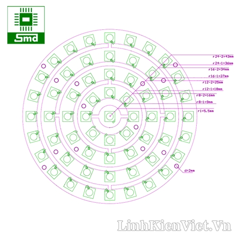 Module 12 Led RGB WS2812 (Tròn) – Linh kiện điện tử SMD