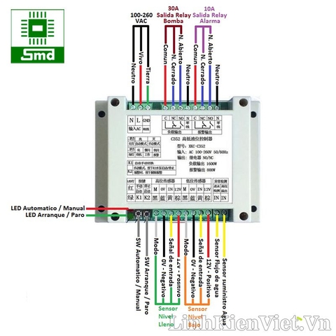 Bộ điều khiển mức nước tự động XKC-350-2P 12VDC / Tải 220VAC 800W