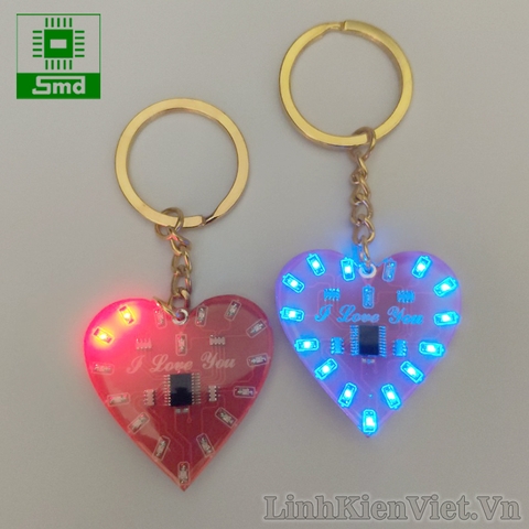 Móc khóa LED trái tim đơn sắc (xanh dương)