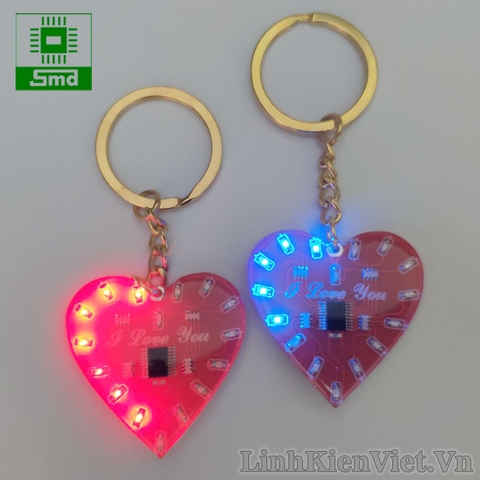Móc khóa LED trái tim đơn sắc (xanh dương)