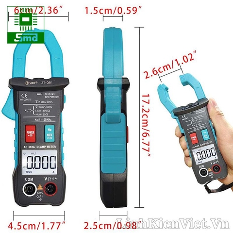 Đồng hồ vạn năng Ampe kìm Zotek Zoyi ZT-QB1 Đo AC/DC NCV Ohm 600A