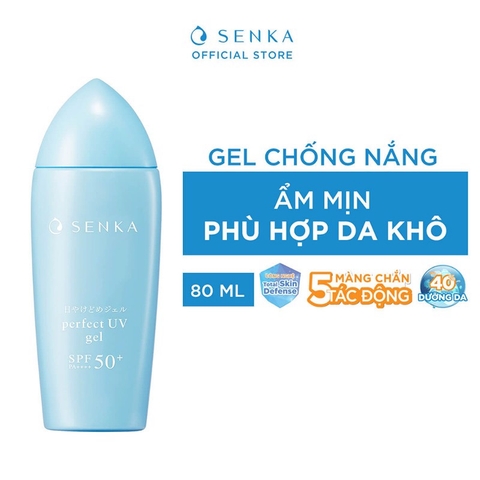 Gel Sữa Chống Nắng Senka Ẩm Mượt Cho Da Khô Perfect UV Gel SPF50/PA++++80g