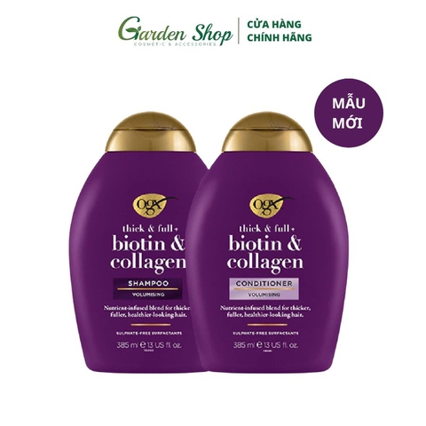 Bộ Gội Xả OGX Biotin & Collagen Dưỡng Dày Tóc 2x385ml