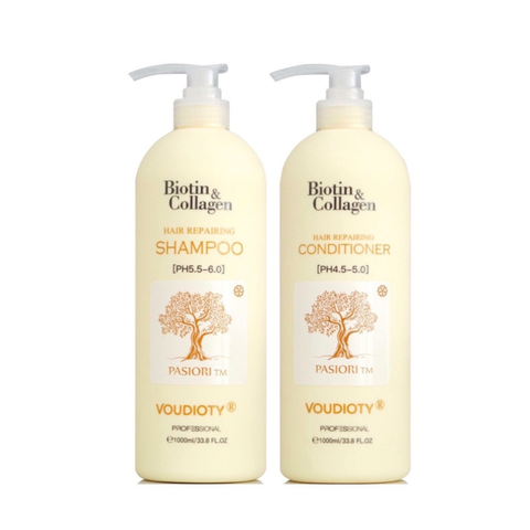 Bộ Gội Xả Biotin & Collagen Voudioty Professional - Màu Vàng Siêu Mượt 1000ml