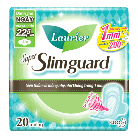 Băng Vệ Sinh Laurier Super SLimguard Siêu Mỏng Bảo Vệ 1mm 22.5cm 20 Miếng