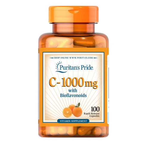 Viên uống đẹp da ngừa lão hóa chống thâm Puritan's Pride Vitamin C 1000mg with bioflavonoids and wild rose hips 100 viên