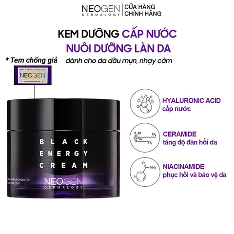 Kem Dưỡng Cấp Nước Cho Da Dầu Và Da Nhạy Cảm Neogen Black Energy Cream 80ml